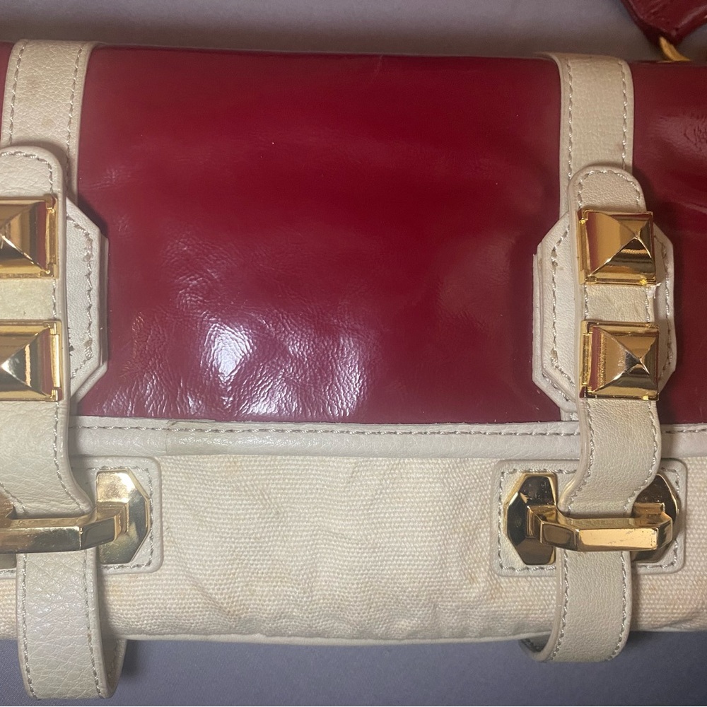 Stylish Red and Cream Women's Bag